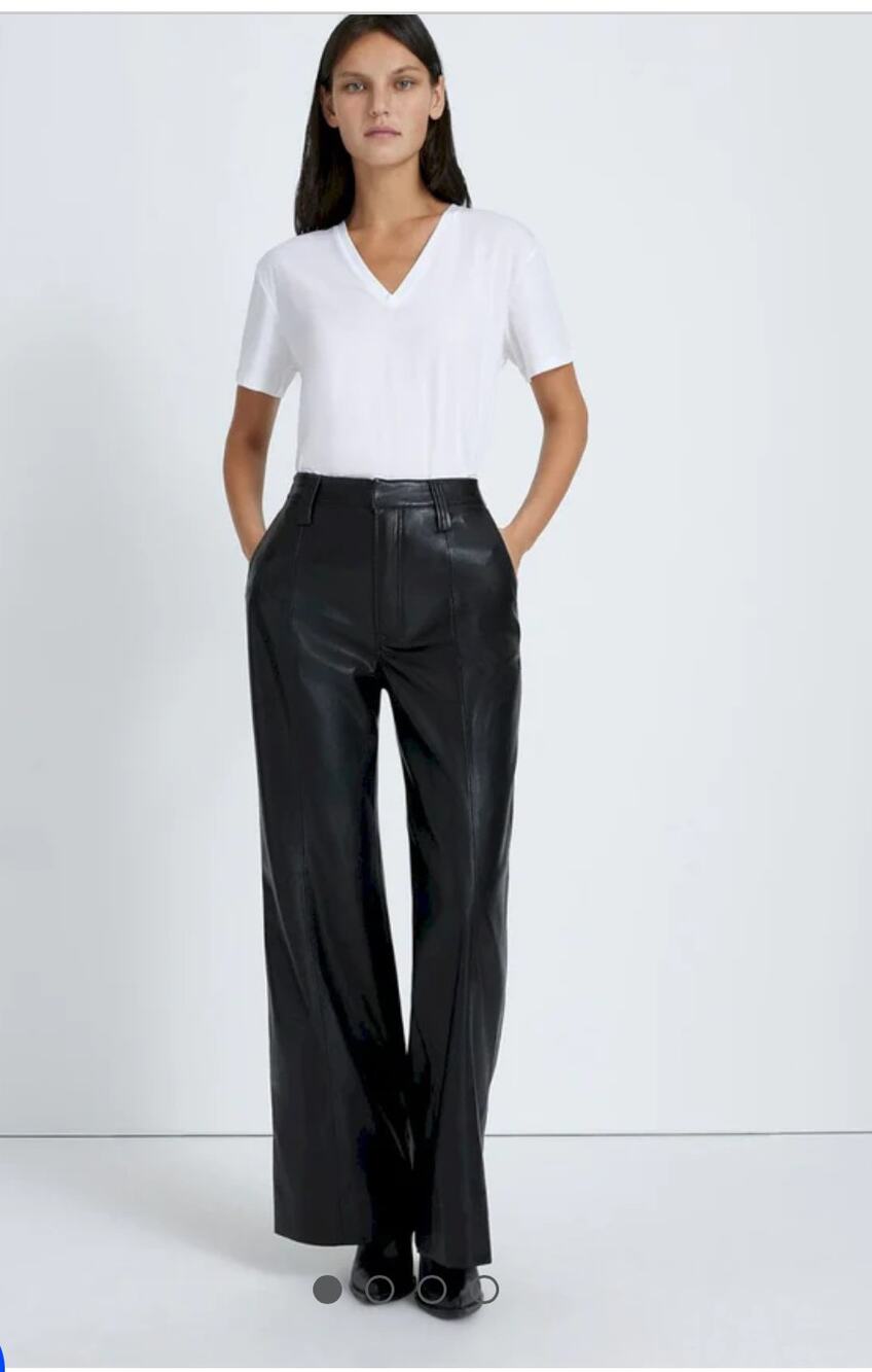 7 For All Mankind Relaxed Fit Faux Leather Trousers Black L